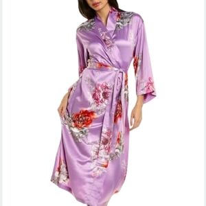 NWT natori peony blossom satin robe Small